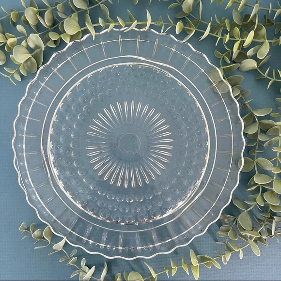 Vintage Other - Vintage Footed Depression Glass Flower Cake Plate Stand